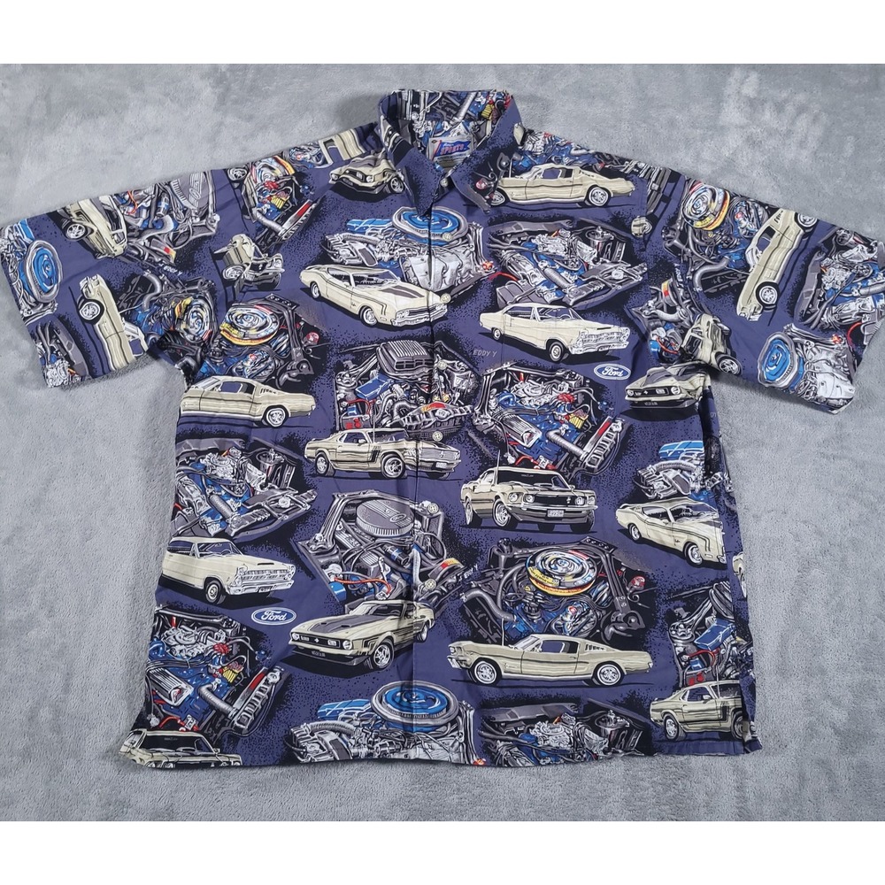 Reyn Spooner Reyn Sports Shirt Mens XL Ford Muscle Car All Over Print Eddy‎ Y